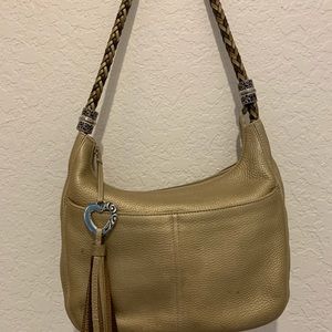 Brighton Barbados Ziptop Hobo handbag in bronze.